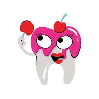 Cherry Tooth Sticker. Eps 10 file vector