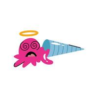 Dripping angel ice cream cone Concept Sticker. Eps 10 file vector