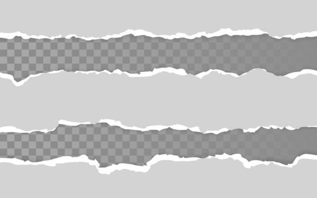 Horizontal torn paper edge. Ripped squared horizontal paper strips. illustration