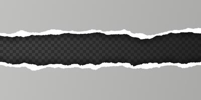 Horizontal torn paper edge Ripped squared horizontal paper strips. illustration vector