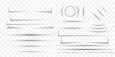 Realistic Paper Shadows with Curled Corners and Torn Effects for Web Design, Mockups, Presentations, and Branding Projects on Transparent Background. Illustration vector