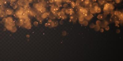 Festive sparkling gold dust Glowing bokeh and glitter texture design. illustration vector