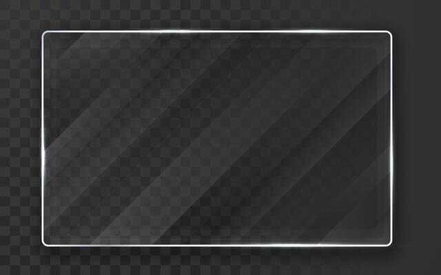 Glass plate. Glass banner on white background. Flat glass. illustration