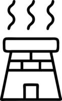 Illustration of a factory with smoke coming out of the chimney in a simple black outline style design vector