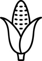 Illustration of an ear of corn with husk, depicted in a simple black outline style on white background vector
