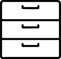 Illustration of a chest of drawers with three drawers in a simple black outline style design icon image vector