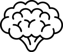 Outline drawing of a broccoli floret with a thick stem and a rounded crown on a white background vector