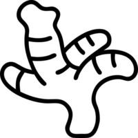 Outline drawing of a ginger root with segments and curves isolated on a white background design element vector