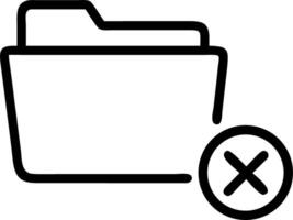 Outline of a folder with a cross mark indicating deletion or removal of the file or directory icon vector