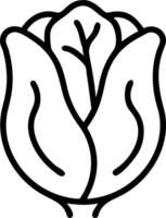 Illustration of a head of lettuce with detailed leaves in a simple black outline drawing style image vector