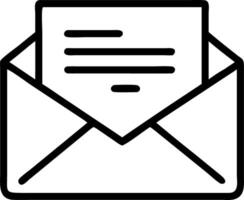 Open envelope with a letter inside displayed in a simple line drawing isolated on white background vector