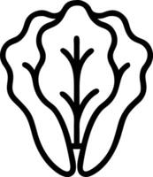 Illustration of a simple black outline of a leafy green vegetable, possibly lettuce or cabbage, on white background vector