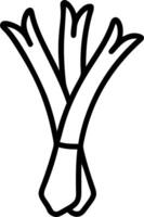 Outline drawing of a bunch of leeks with a white background in a simple illustration style vector