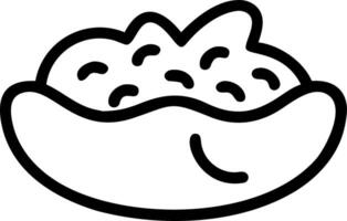 Outline drawing of a bowl filled with small rounded pieces of food or other material inside it vector