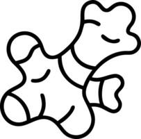 Outline drawing of a ginger root with segments and curved lines on white background image view vector