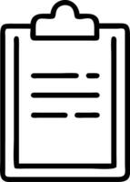 Illustration of a clipboard with a document featuring lines of text on a white background design icon vector