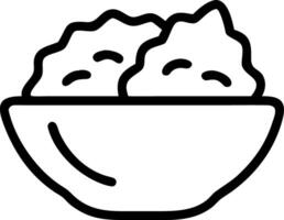 A bowl filled with a textured substance presented in a simple black and white line drawing style vector