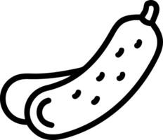 Outline drawing of a cucumber with seeds shown in a simple illustration style on a white background vector