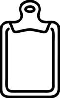 Illustration of a simple cutting board with a handle and outline in black and white color scheme design vector