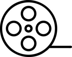 A simple black and white line drawing of a film reel with circles isolated on white background vector