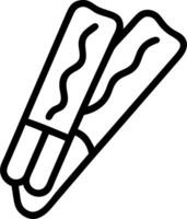 Outline drawing showcasing two spring rolls with visible filling and wrapper details in a simple design vector