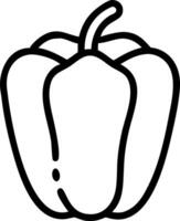 Illustration of a single bell pepper with a thick outline and a short stem on a white background vector