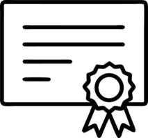A certificate with a seal and ribbons presented in a simple black line drawing on a white background vector