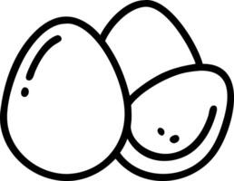 Illustration of three eggs with black outlines, one with a small mark, arranged closely together neatly vector