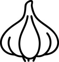Simple line drawing of a garlic bulb with distinct cloves and a pointed top on a white background vector