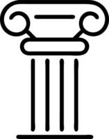 Illustration of a single ionic column with a simple line style showing the capital and base design vector