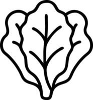 Outline drawing of leafy greens showing three leaves with prominent veins on a white background vector