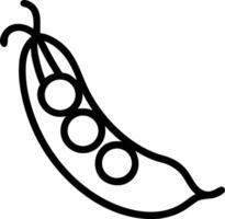 Illustration of a single pea pod with three peas inside shown in a minimalist black outline style image vector