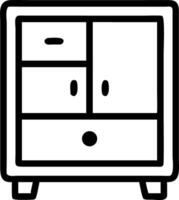 Illustration of a simple black outline cabinet with drawers and a door, isolated on white background vector