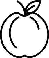 Illustration of a single apple with a leaf and stem in a simple black outline on a white background vector