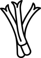 Illustration of three leek stalks with dark outline on a white background in a simple and minimal style vector