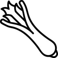Illustration of a single leek with dark outline on a white background in a simple style image vector