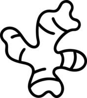 A simple outline drawing of a ginger root with its distinct shape and segmented rhizome structure shown vector