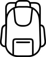 Illustration of a simple backpack with a front pocket and shoulder straps in black outline style design vector