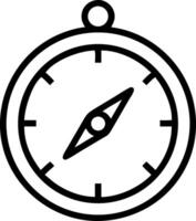 Illustration of a simple compass with a circular frame and a needle pointing direction for navigation use vector