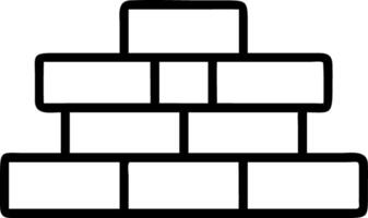 Illustration of a simple brick wall with staggered pattern and black outline on a white background view vector