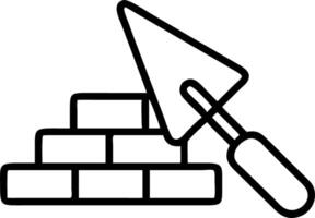 Outline illustration of bricks being laid with a trowel for construction and building projects use case vector