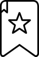 Illustration of a simple bookmark with a star on it in black outline against a white background design element vector