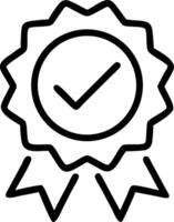 Illustration of a black and white check mark in a rosette badge icon isolated on white background vector