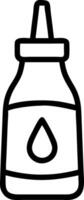 Outline drawing of a bottle with a small spout and a label featuring a droplet shape in the center vector