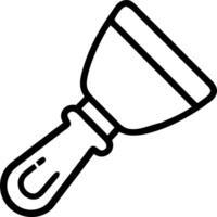Illustration of a putty knife with a black outline on a white background isolated on white background vector