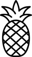 A simple outline drawing of a pineapple with crosshatch pattern and spiky crown isolated on white vector