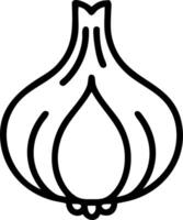 Illustration of a garlic bulb with a simple black outline on a white background in a minimalist style vector