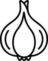 Illustration of a garlic bulb with a simple outline design on a white isolated background image view vector
