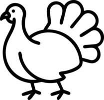 Simple line drawing of a turkey with a round body and fanned tail on a white background design image vector