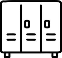 Illustration of a three door locker with handles in black outline isolated on white background vector
